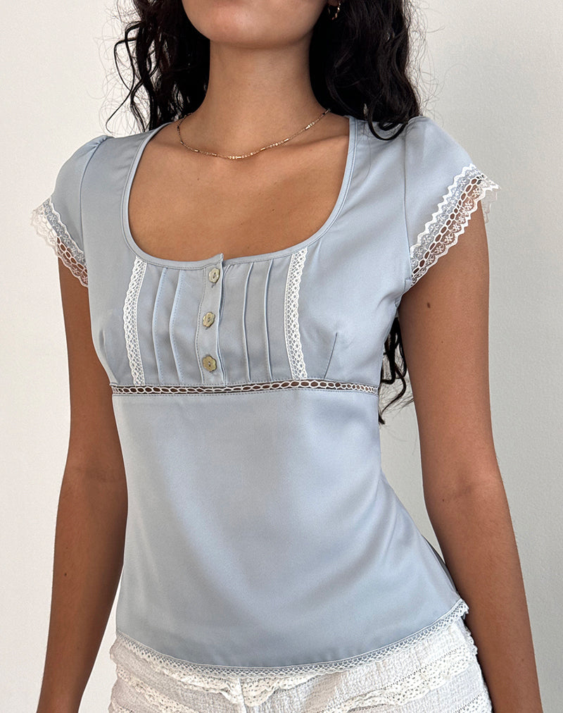 Image of Gavrilla Top in Satin Baby Blue