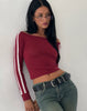 Image of Gavya Long Sleeve Top in Red with White Piping