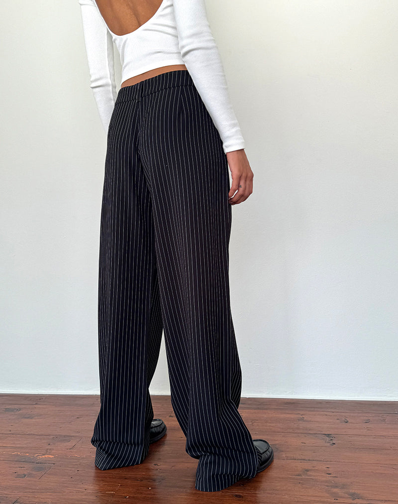 Black Pinstripe Trousers | Hondra – motelrocks-com-eur