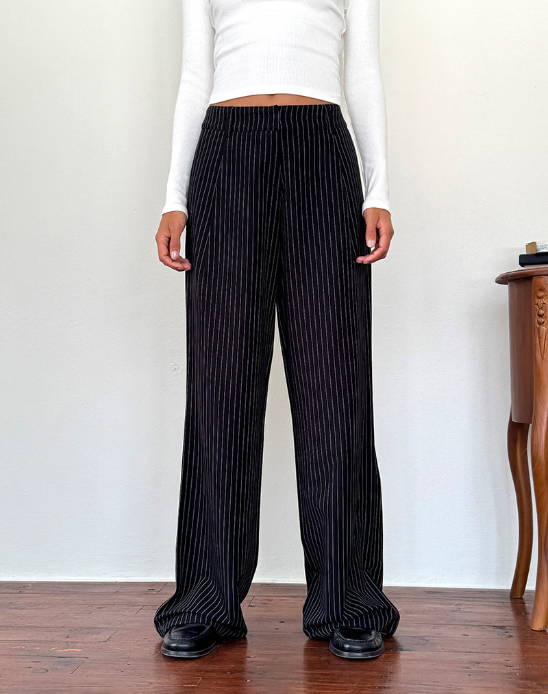 Black Pinstripe Trousers | Hondra – motelrocks-com-eur