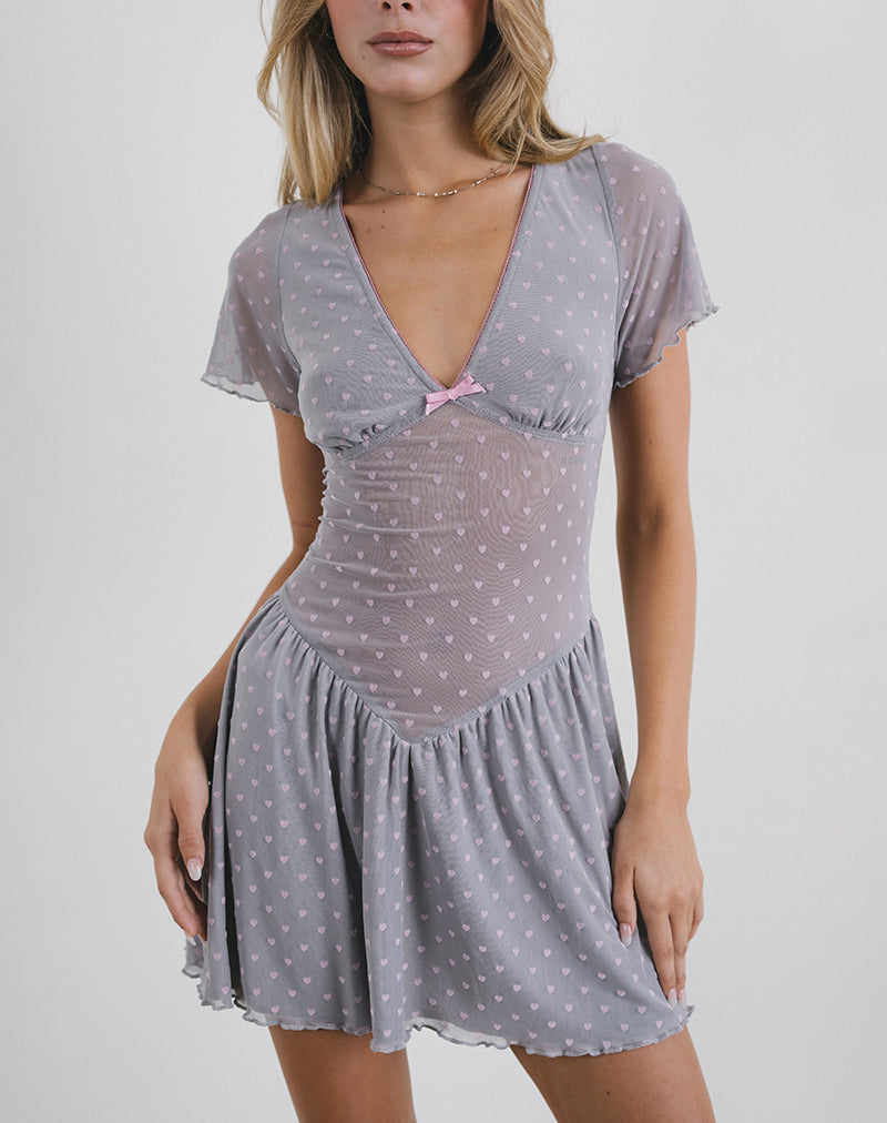 Robe mini Geni en gris Heart Flock