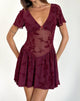 Image of Geni Mini Dress in Botanical Flower Maroon