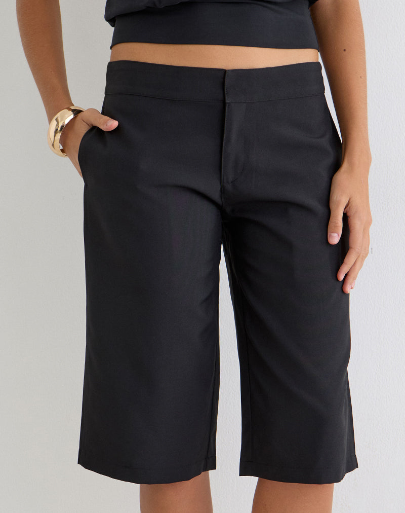Image of Geza Longline Short in Tailoring Black
