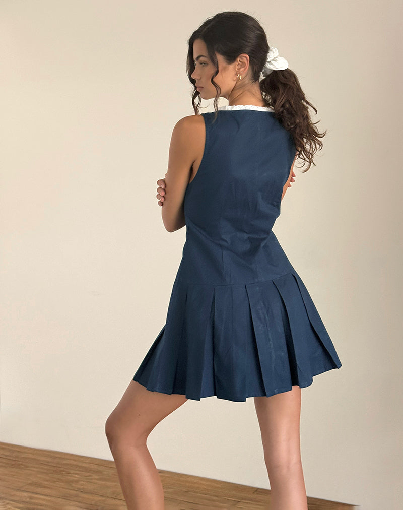 Mini-robe boutonnée Gitas en popeline bleu marine