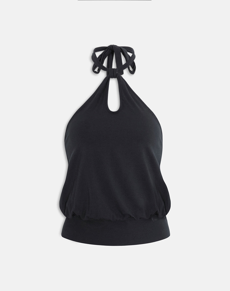 Image of Giunea Knot Halterneck Top in Black