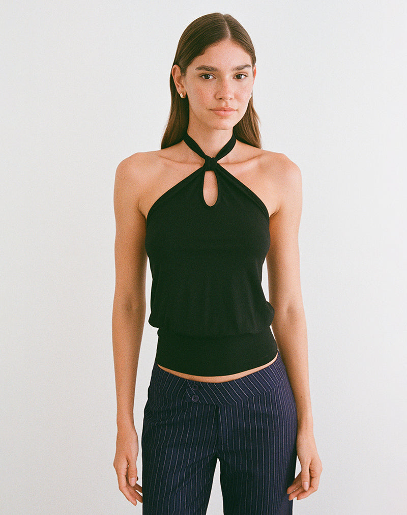 Image of Giunea Knot Halterneck Top in Black