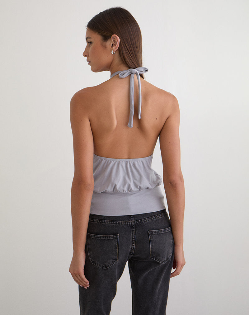 Image of Giunea Knot Halter Top in Lilac Grey