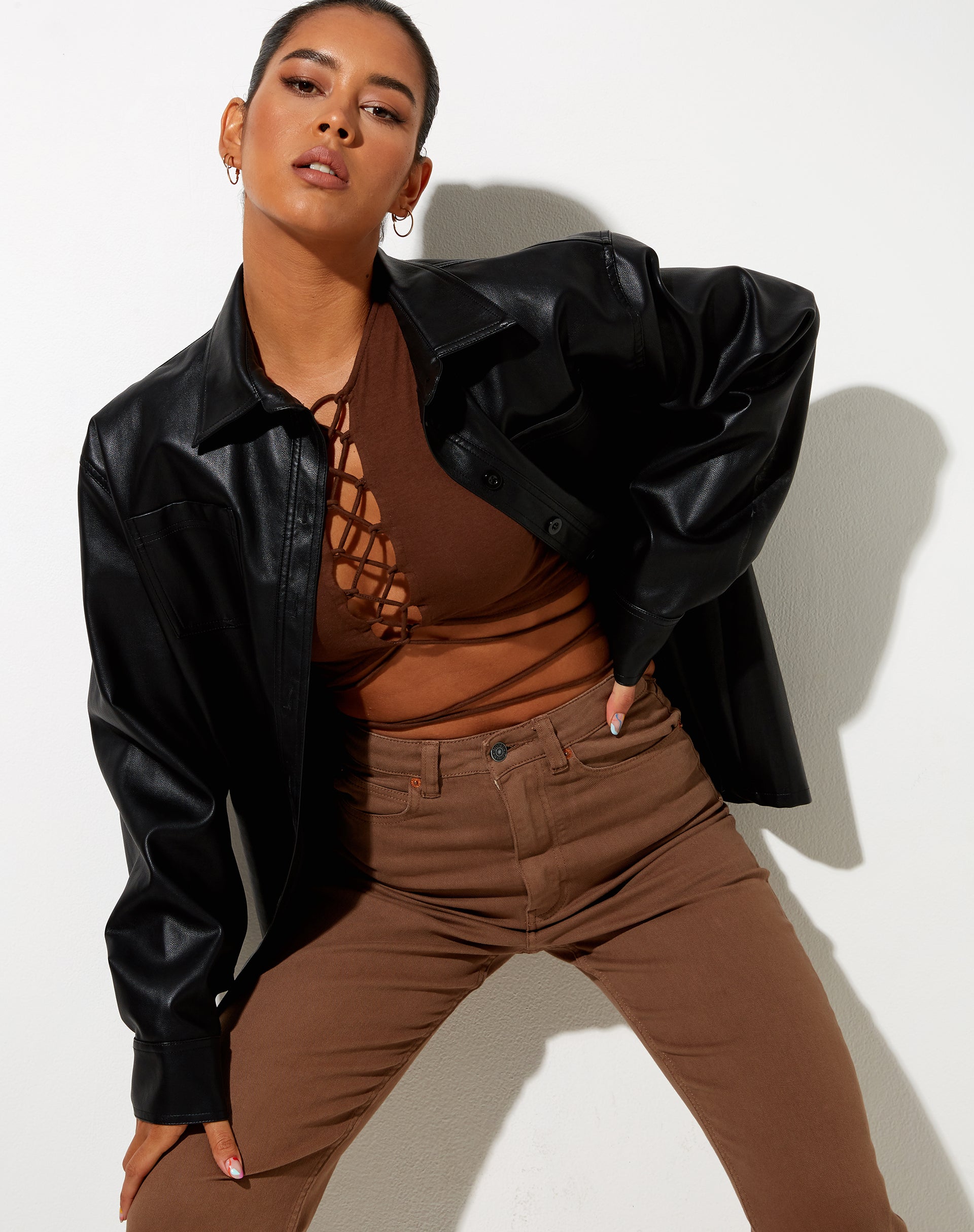 Image of Giwta Crop Top in Lycra Cocoa