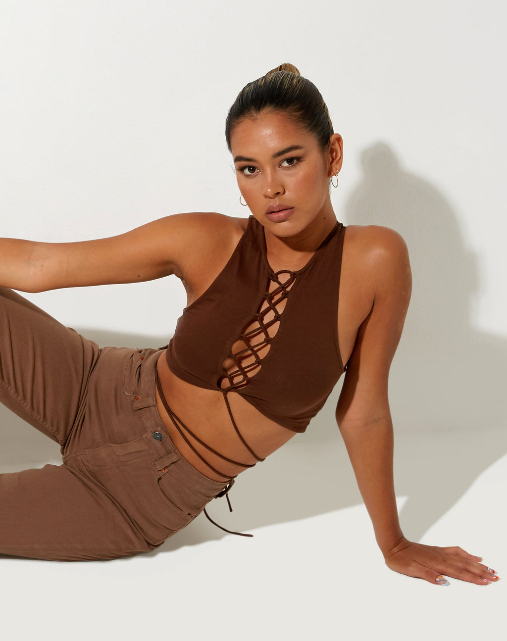 Giwta Crop Top en Lycra Cacao