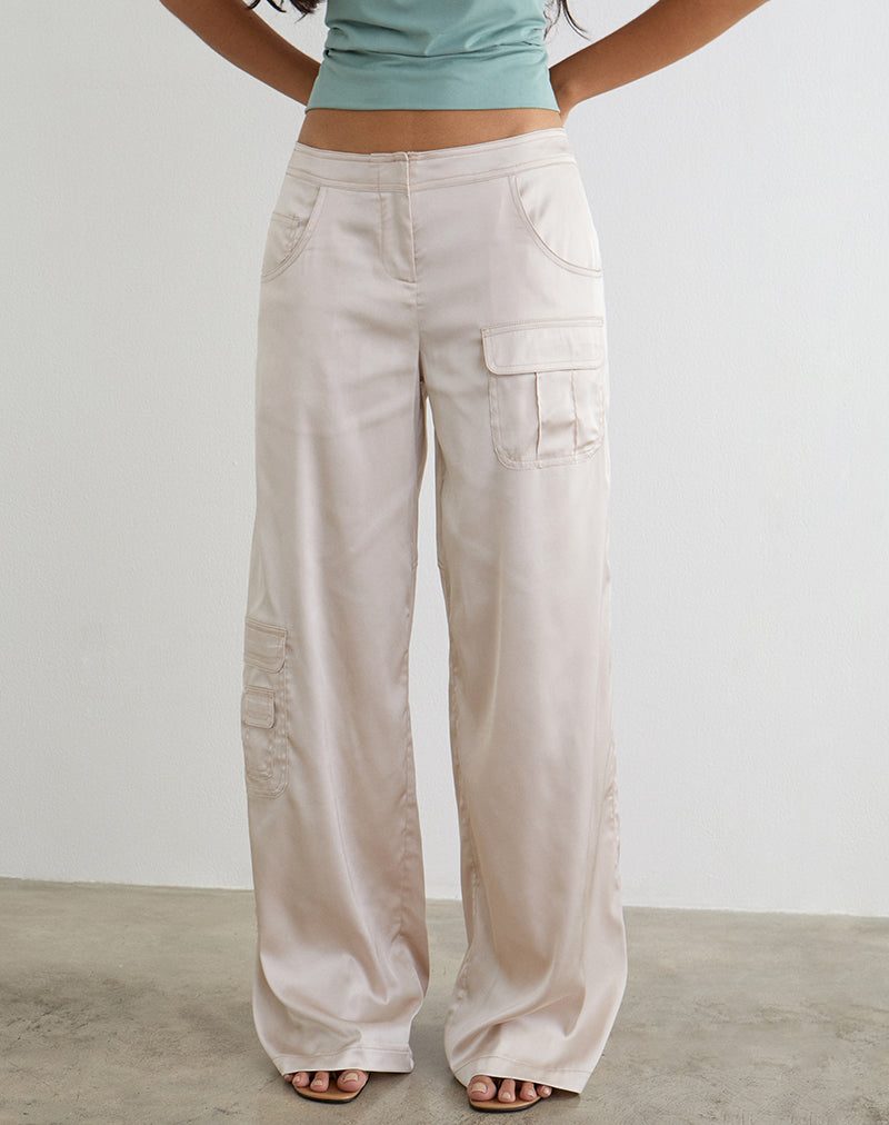 Image of Grania Straight Leg Cargo Trouser in Cream