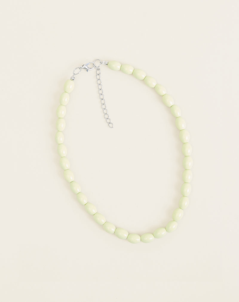 Image of Green Glass Beaded Silver Plated Necklace