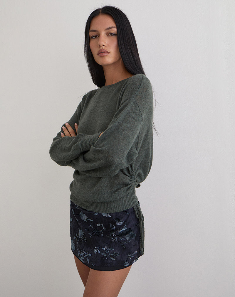 Grisha Langärmeliges Strickoberteil in Grau Smokey Green