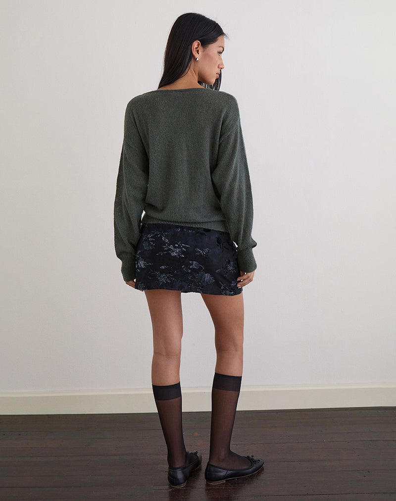 Image of Grisha Long Sleeve Knit Top in Grey Smokey Green