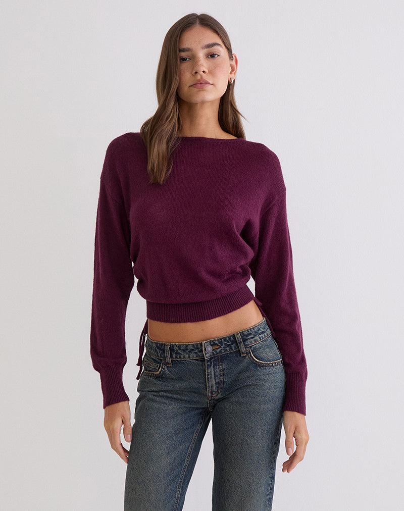Image of Grisha Long Sleeve Knit Top in Plum