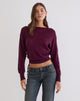 Image of Grisha Long Sleeve Knit Top in Plum