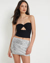 Image of Guida Mini Skirt in Drape Sequin Silver Chrome
