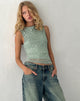 Image of Hala Vest Top in Mint with Silver Foil