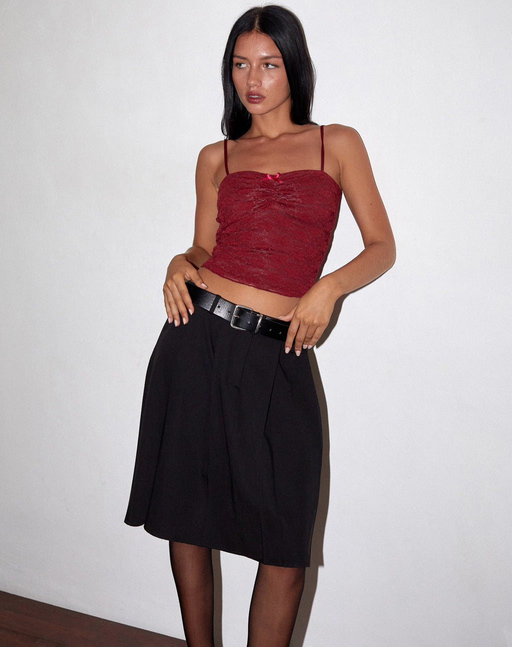 Hali Lace Cami Top in Maroon