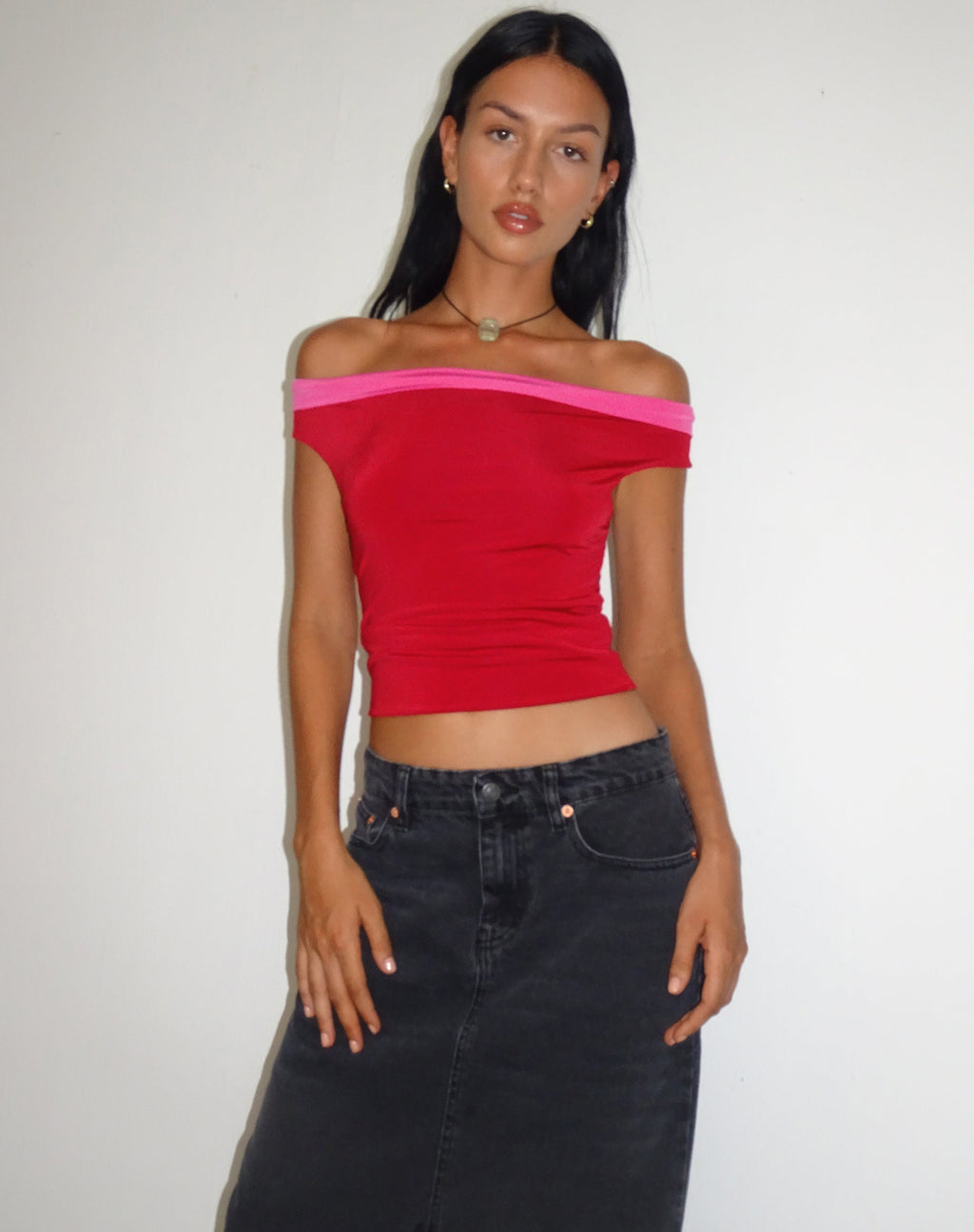 Halle Bardot Top in Red Pink