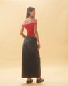 image of Low Rise Denim Maxi Skirt in Vintage Black