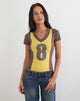Image of Haloda V Neck Top in Sunflower Coffee Quartz Combination