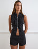 Image of Hanae Zip Frill Top in Tailoring Black