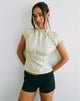 Image of Hanna Top with Asymmetric Buttons in Jacquard Sage Green