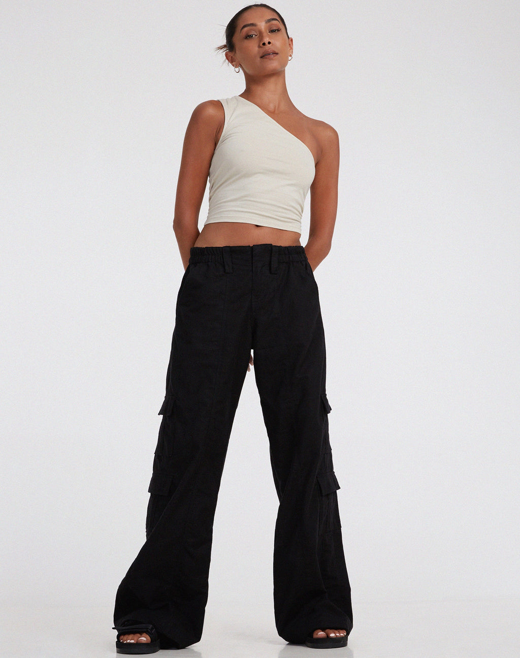 Pantalon cargo Hansa en Rami Black