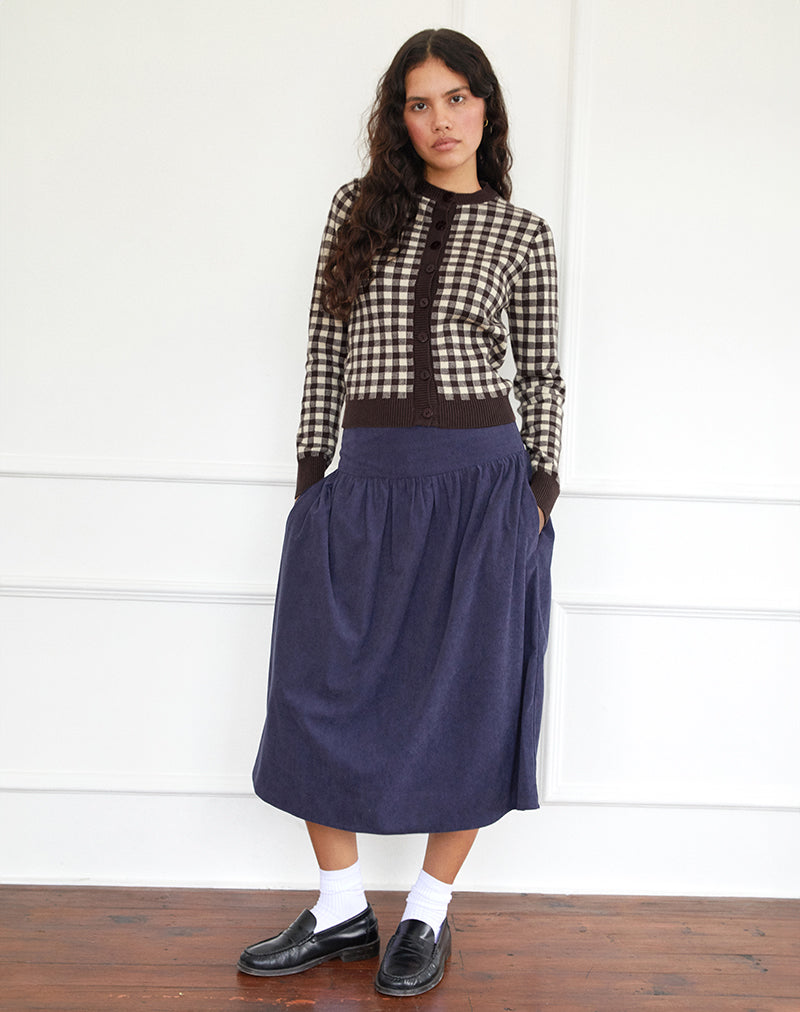 Image of Hanudia Cardi in Gingham Brown