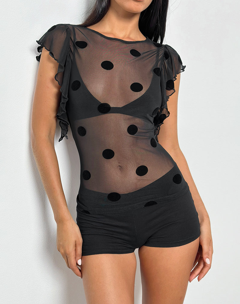 Image of Harsya Unlined Top in Big Polka Flock Black