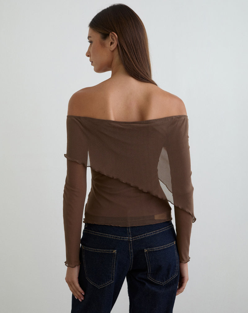 Image of Haze Asymmetric Top in Mesh Brown