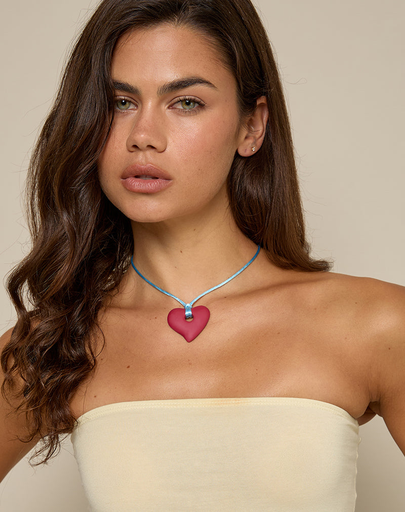 Heart Necklace in Resin Red