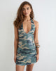 Image of Hepasi Halter Mini Dress in Camo Sequin Khaki Green