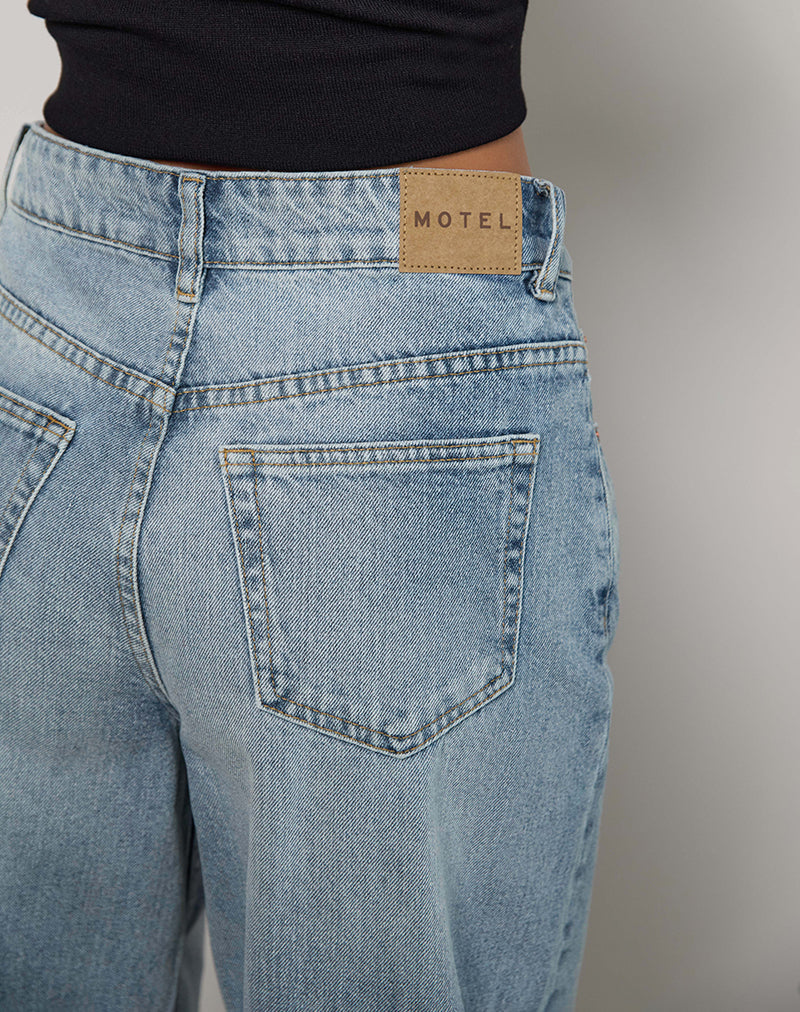 Image of High Rise Barrel Jean in Bleu