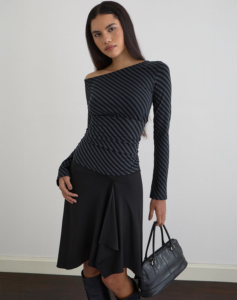 Afbeelding van Hoang Slouch Top in Oblique Stripe Ocean Storm