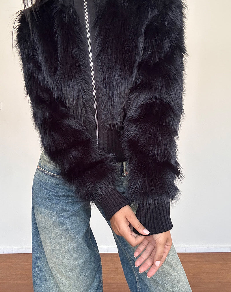 Image of Homari Shaggy Faux Fur Jacket in Black