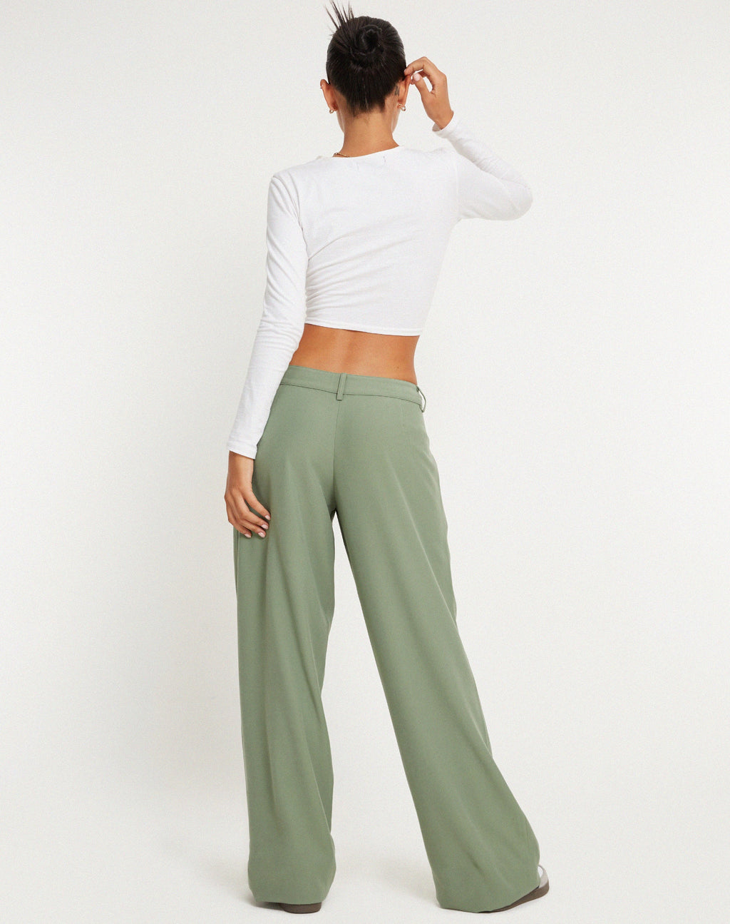 Hondra Wide Leg Trouser in Ashy Green