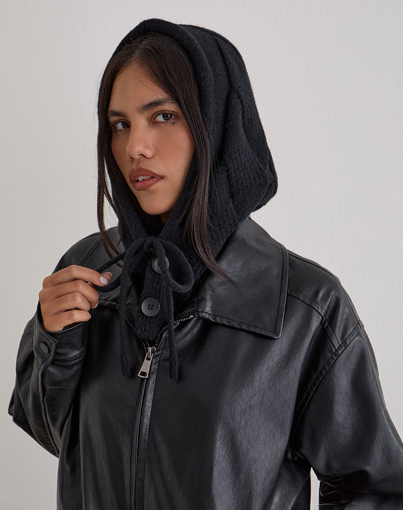 Image of Hood Hat in Knit Black