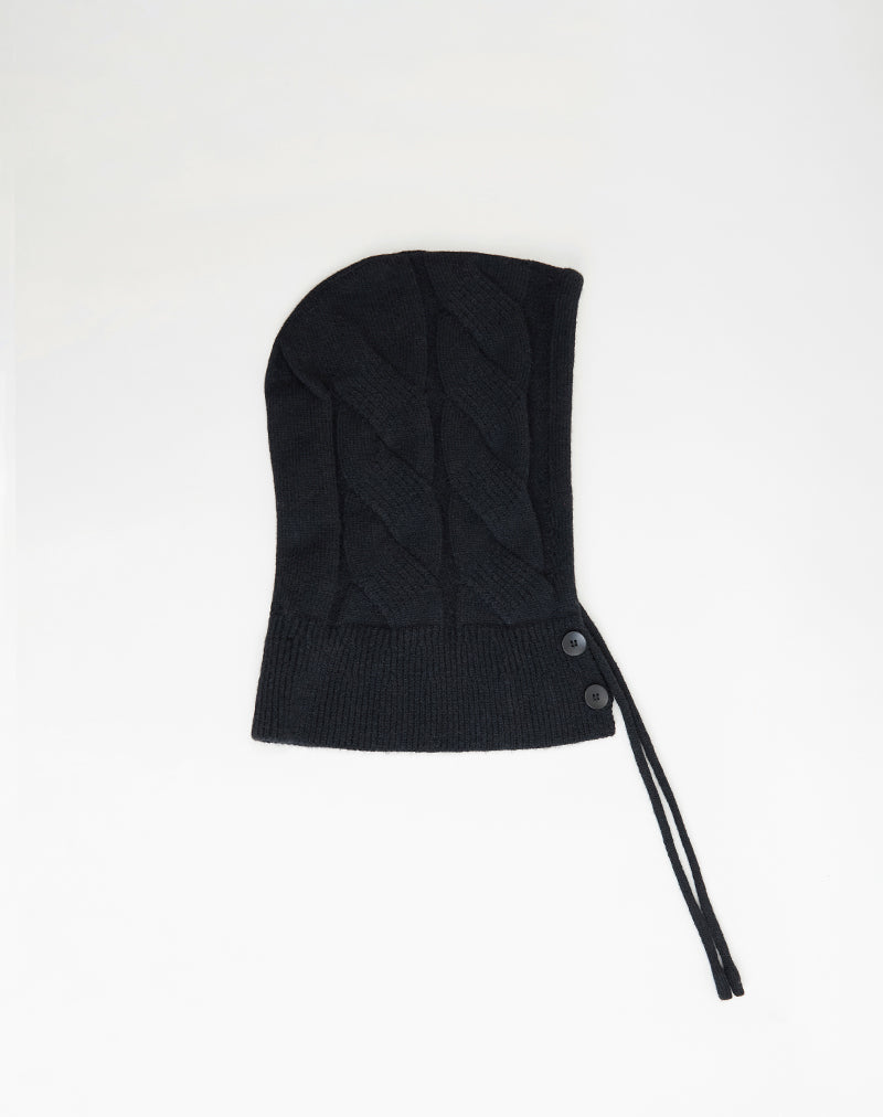 Image of Hood Hat in Knit Black