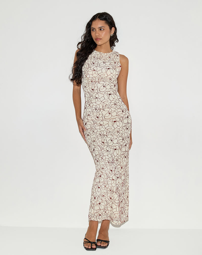 Image of Hoover Maxi Dress in Line Flower Cream
