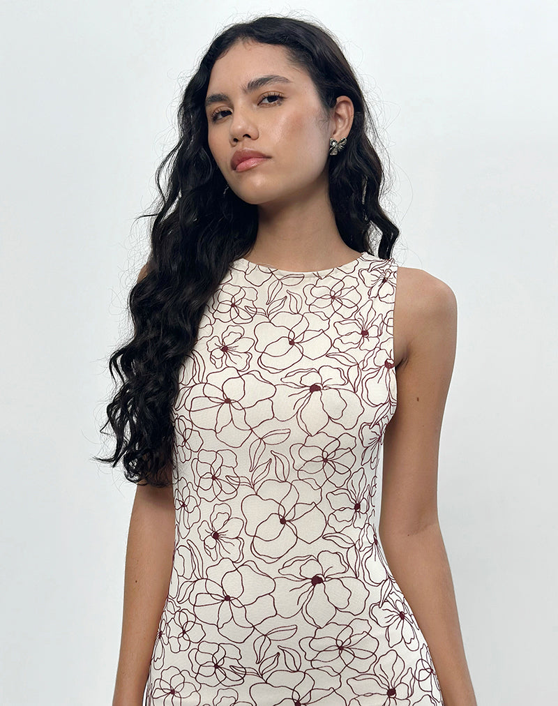 Image of Hoover Maxi Dress in Line Flower Cream