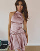 Image of Hydri Satin Halterneck Mini Dress in Baby Pink