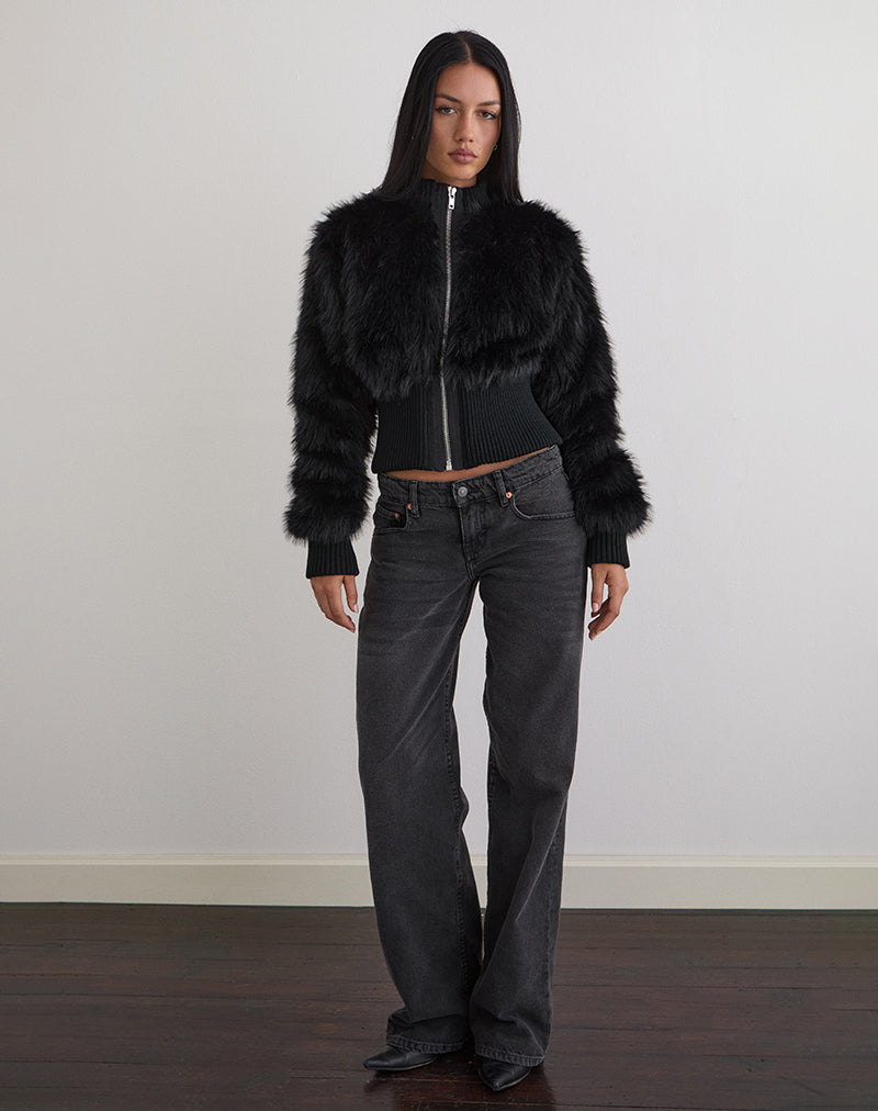 Image of Homari Shaggy Faux Fur Jacket in Black