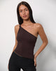 Image of Idra Asymmetric Top in Rayon Jersey Bitter Chocolate