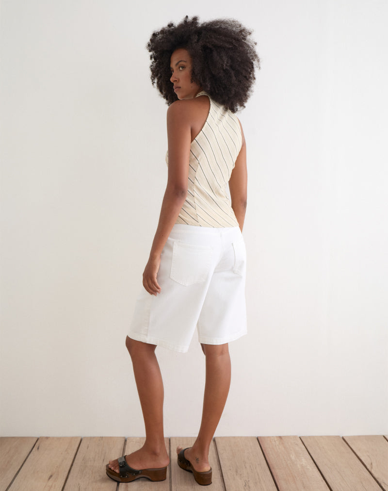 Beige Tilt Lines High Neck Top | Iggya – motelrocks-com-eur