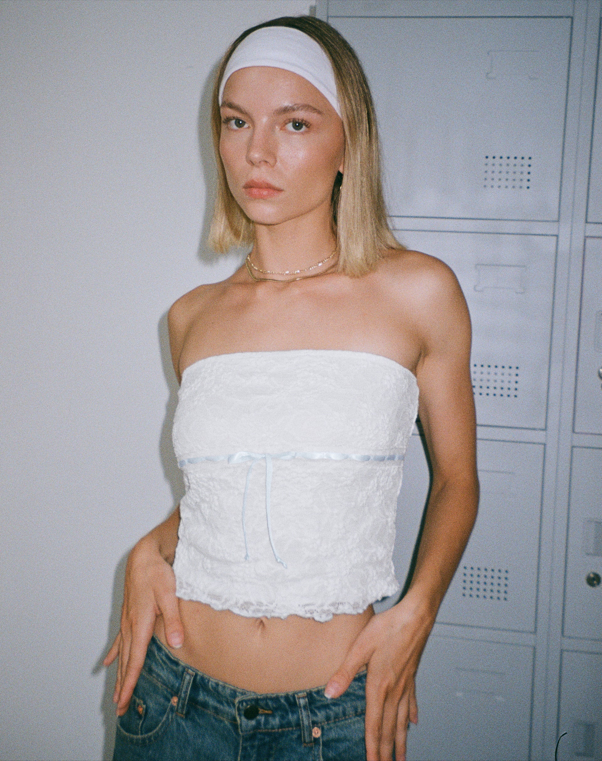 Image of Ilina Bandea Top in Lace Ivory