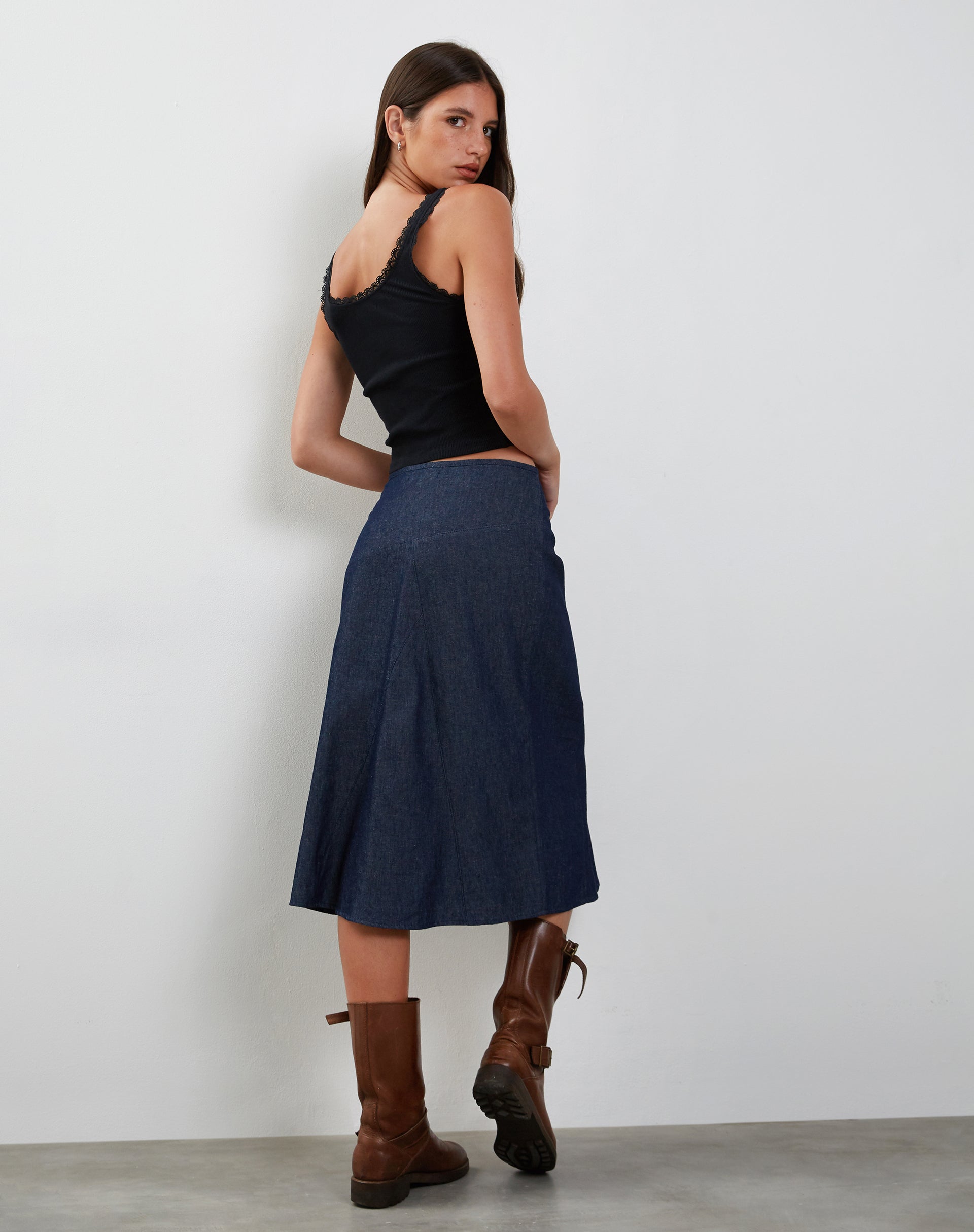 A line hotsell dark denim skirt