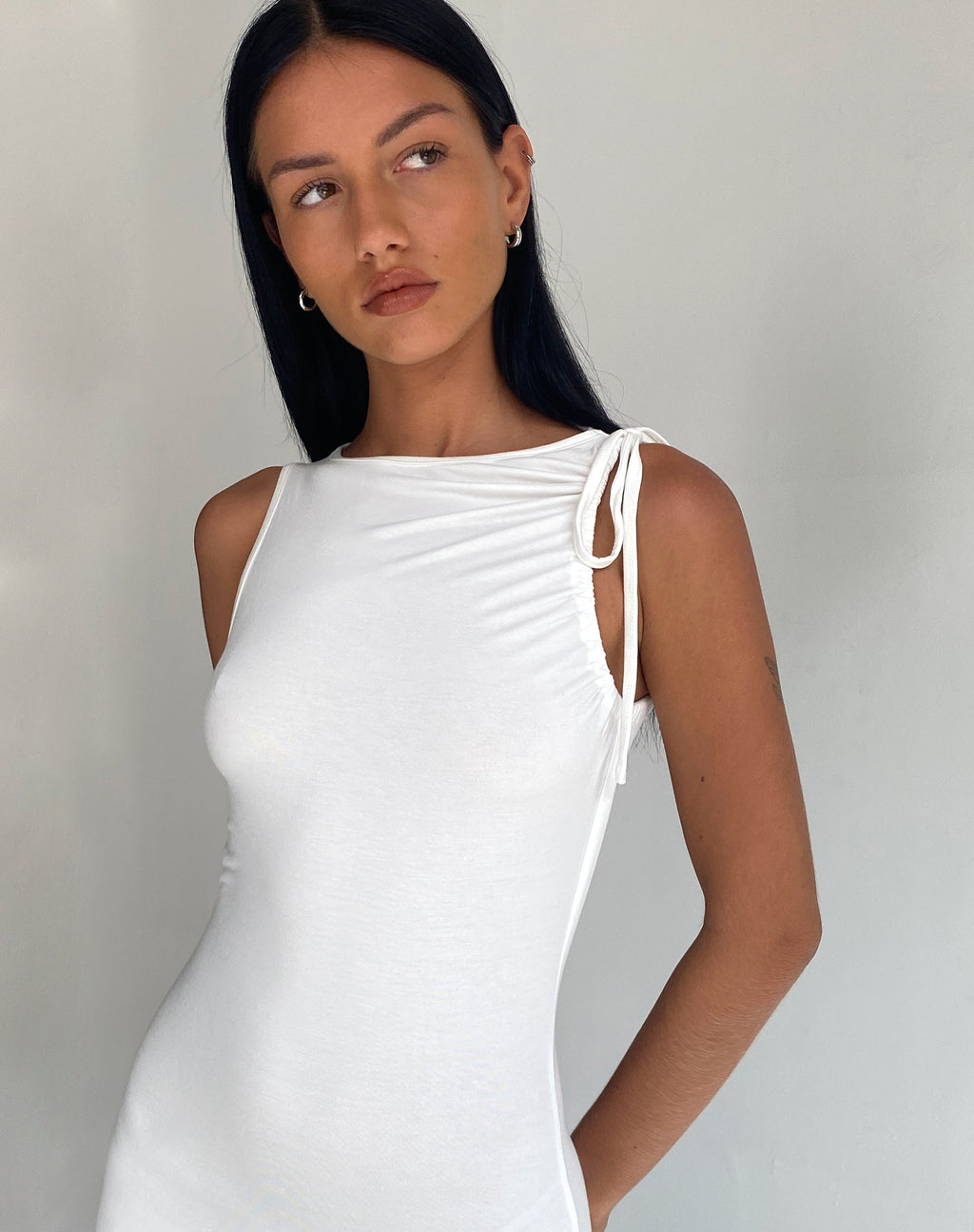 Elinor Maxi Dress in Slinky White