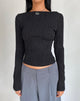 Image of Amabon Long Sleeve Crop Top in Crinkle Black