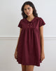 Image of Imiraty Babydoll Mini Dress in Poplin Maroon